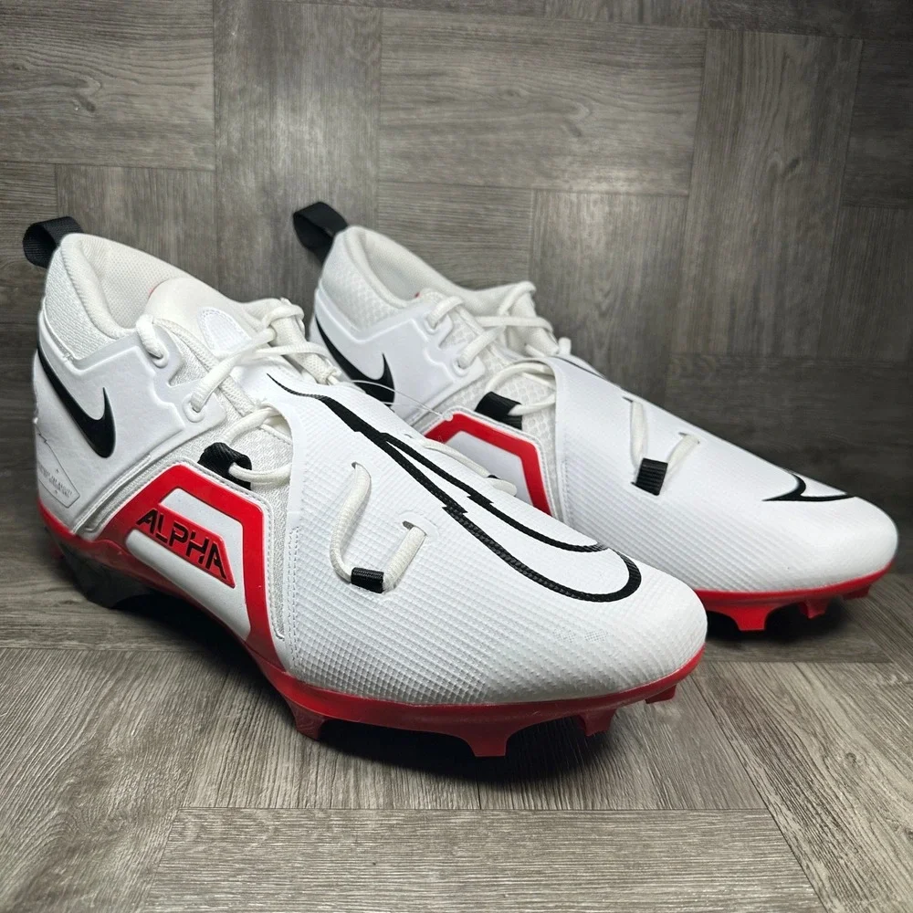 Nike Alpha Menace Pro 3 Mens Size 16 White Red Football Cleats NEW CT6649-103